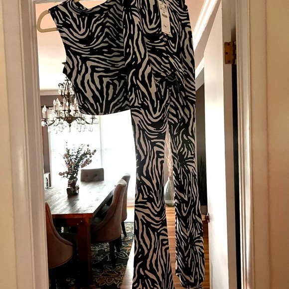 ZARA zebra print (!) two-piece set, small, NWT, NEVER WORN! UNIQUE FIND! - Picture 2 of 4